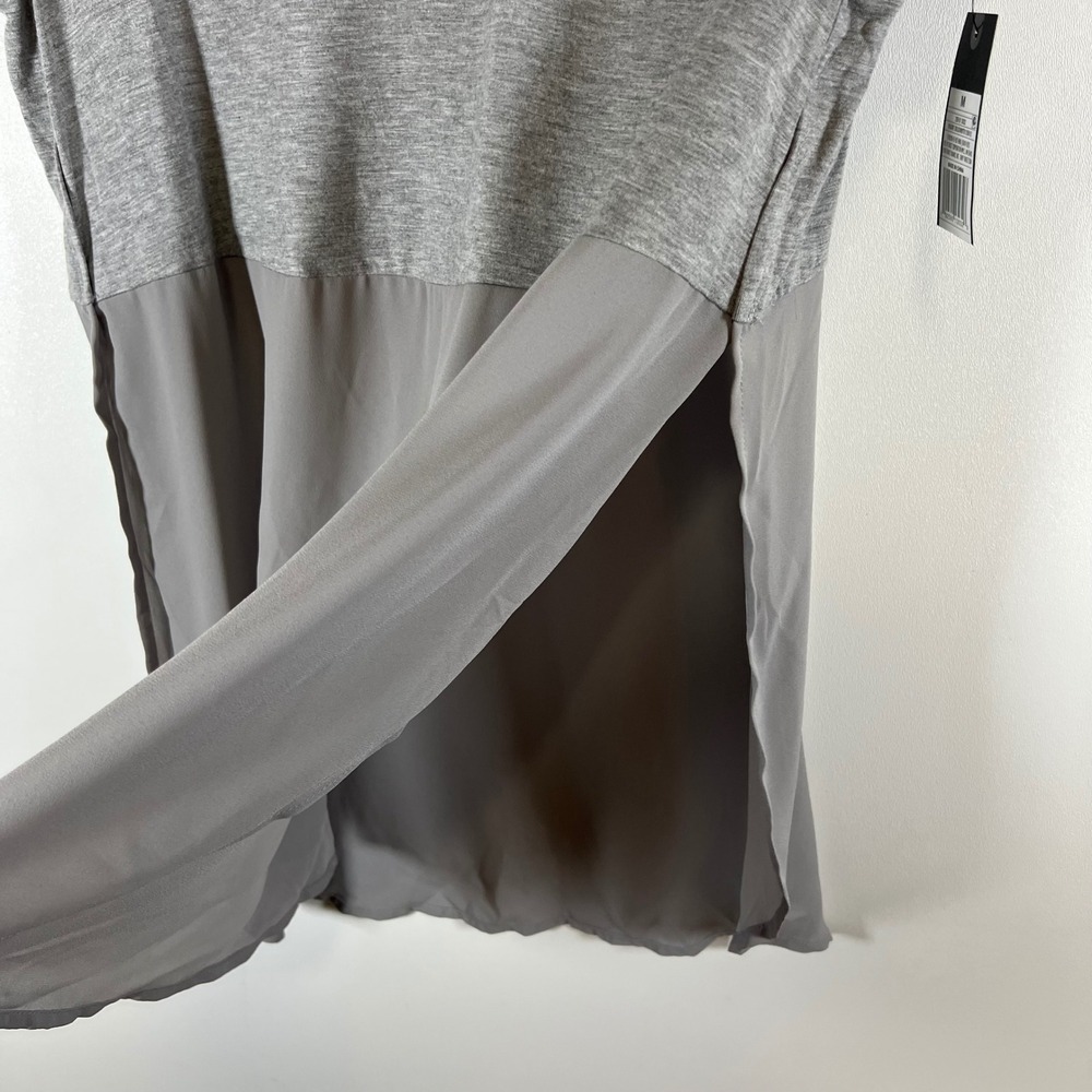 Mossimo Womens Gray Mixed Media Short Sleeve Back Zip Blouse Top Size Medium NWT - Picture 4 of 11